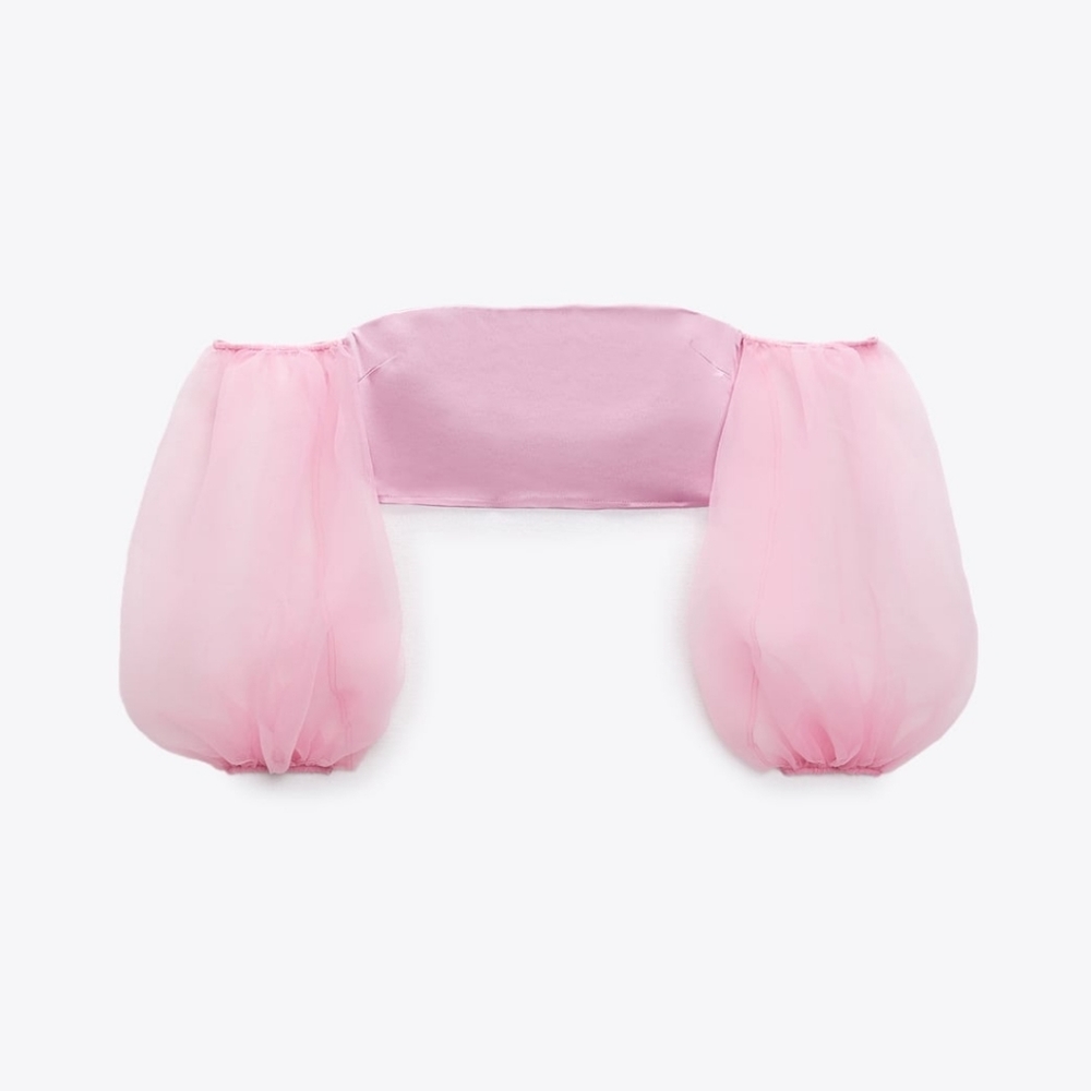 Contrasting organza top baloon sleeves